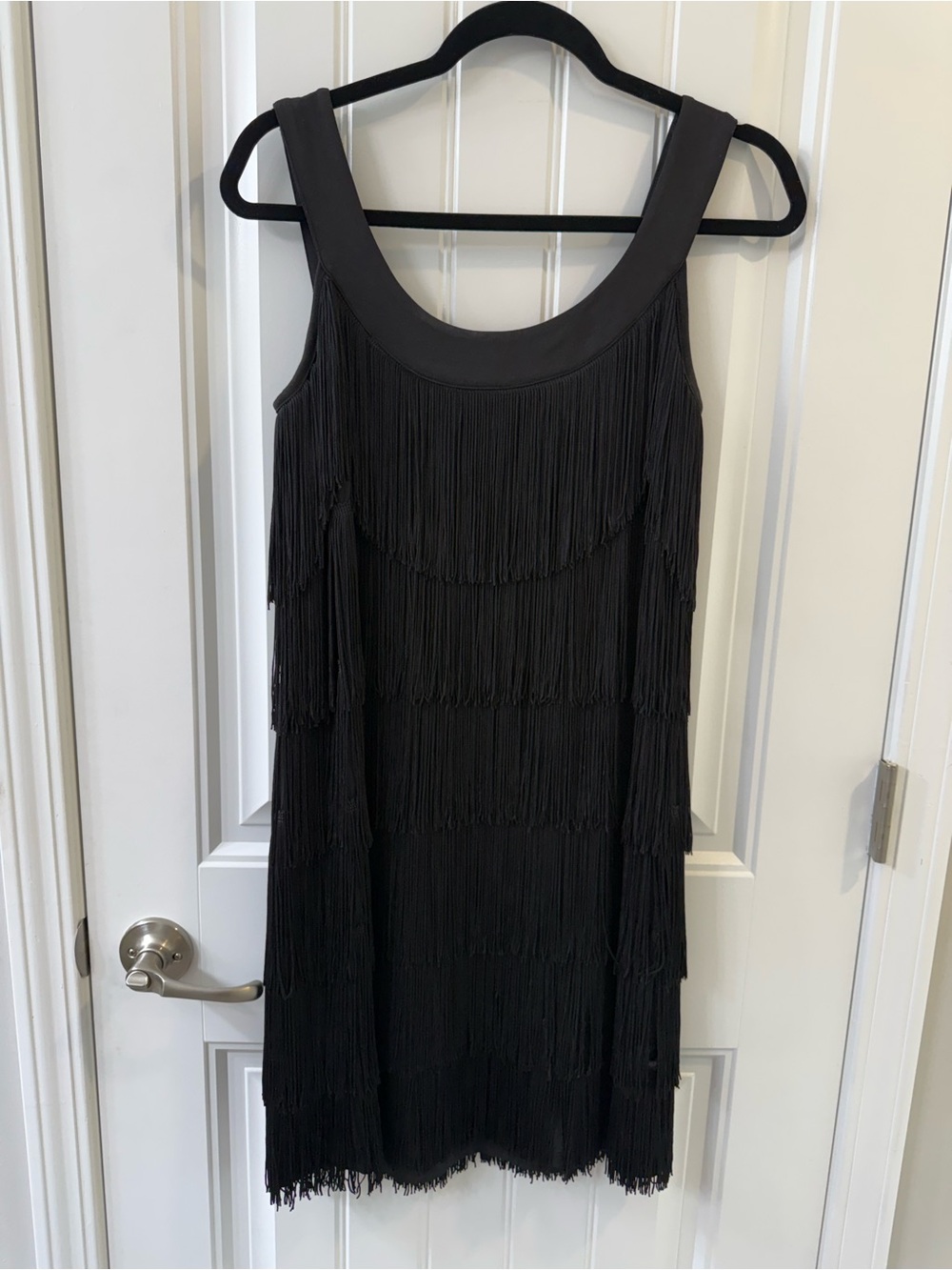 Vintage Donna Morgan Black Fringe Flapper Cocktail Dress - Size 6